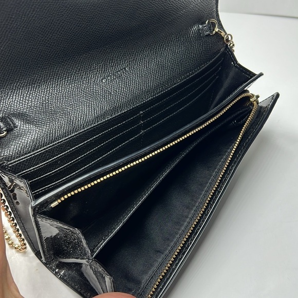 Coach Riley Black Patent Leather Full Logo Crossbody Wallet on a Chain Bag - Picture 9 of 13